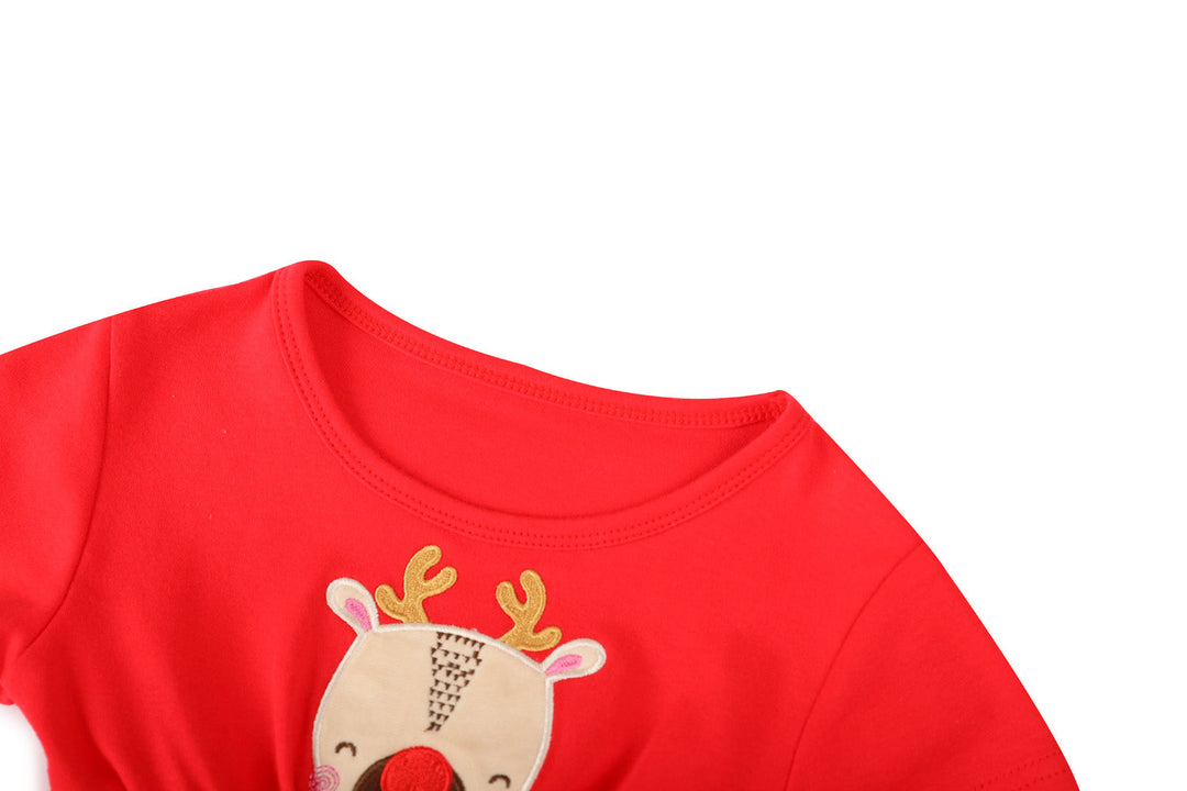 Baby Kids Christmas Outfit Red Reindeer Dress - Little Kooma