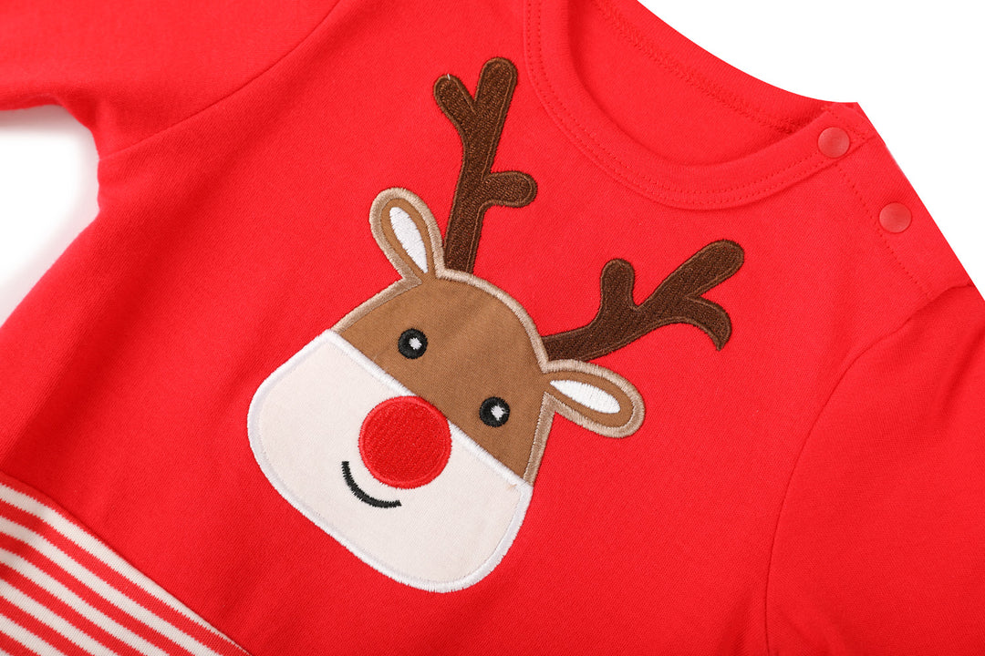 Baby Christmas Outfit Reindeer Long Sleeve All In One Jumpsuit - Little Kooma