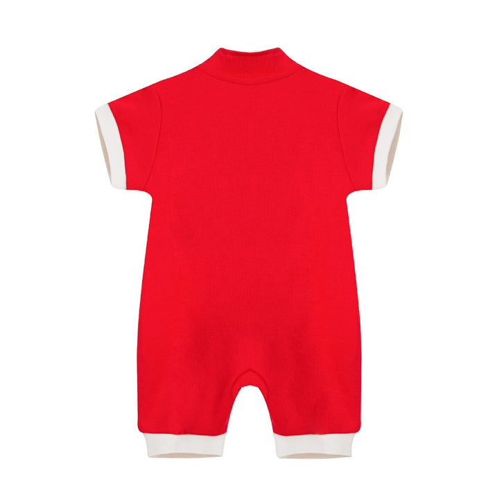 Baby Red Cheongsam Romper Gong Xi Fa Cai CNY Spring Couplets Pocket - Little Kooma