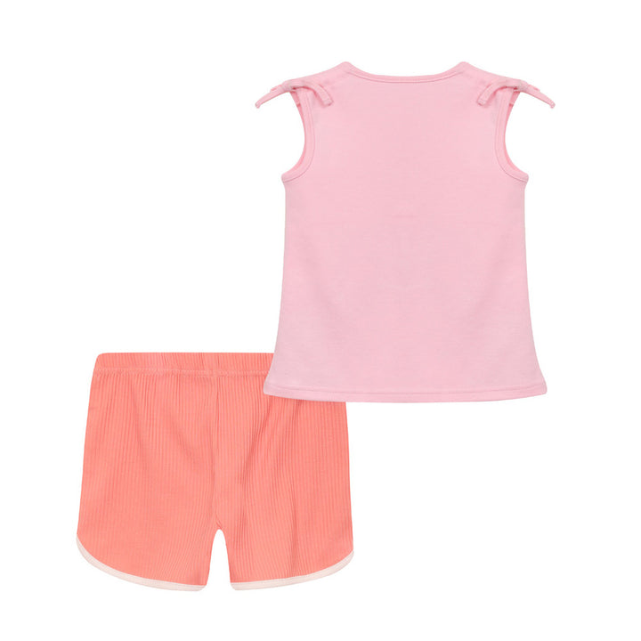 Baby Girl Knot Shoulder Pink Printed Koala Top n Shorts Set - Little Kooma