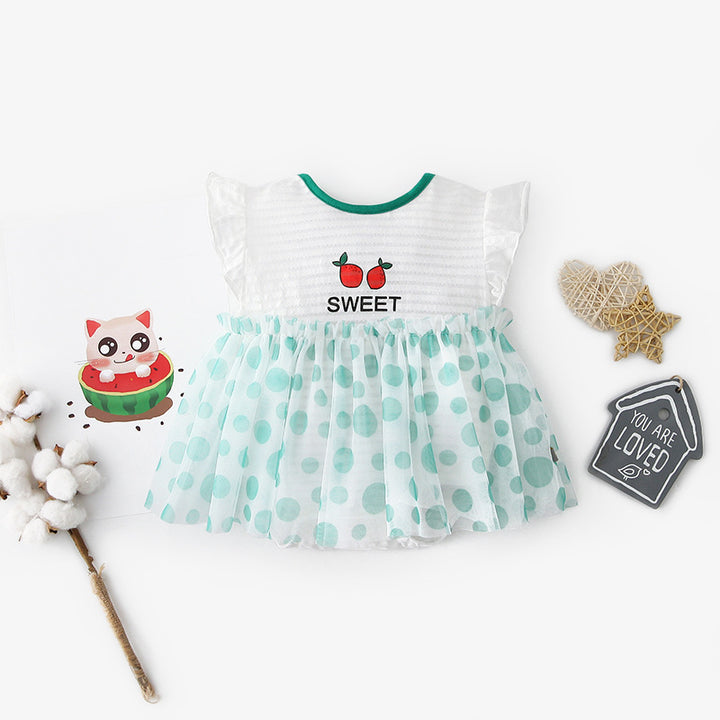 [ZBG09] Baby Girl Fruit Bodysuit Dress Voile Dotted Skirt - Little Kooma