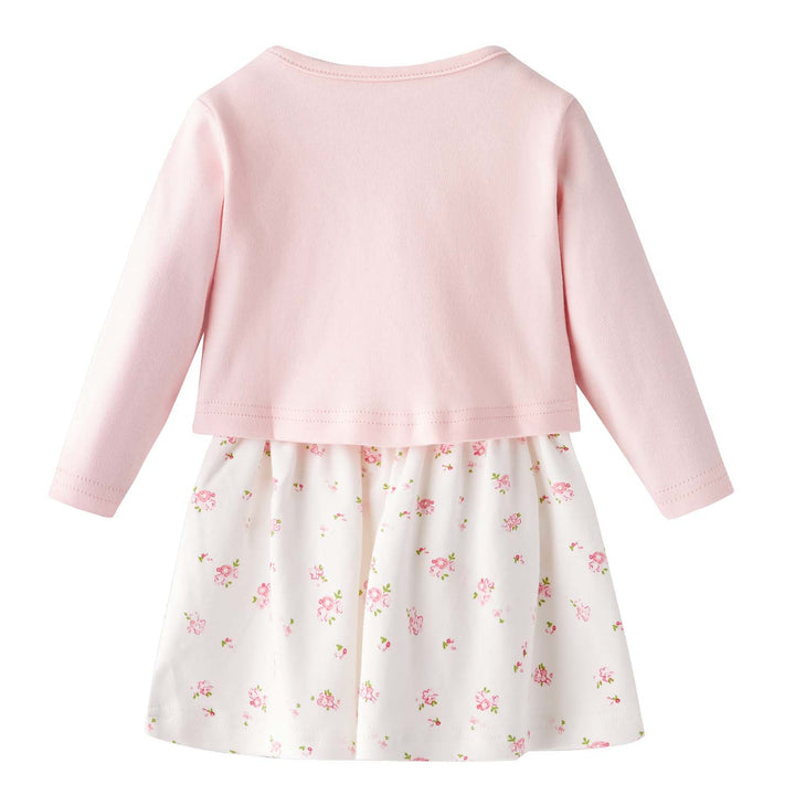 [ZBG04] Baby Girl White w Pink Rose Bodysuit Dress n Pink Cardigan w I Love Mummy 2 Pc Set - Little Kooma