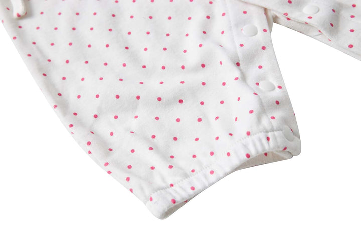 Baby Girl Kimono Romper White w Pink Dots Big Smiles for Mummy - Little Kooma