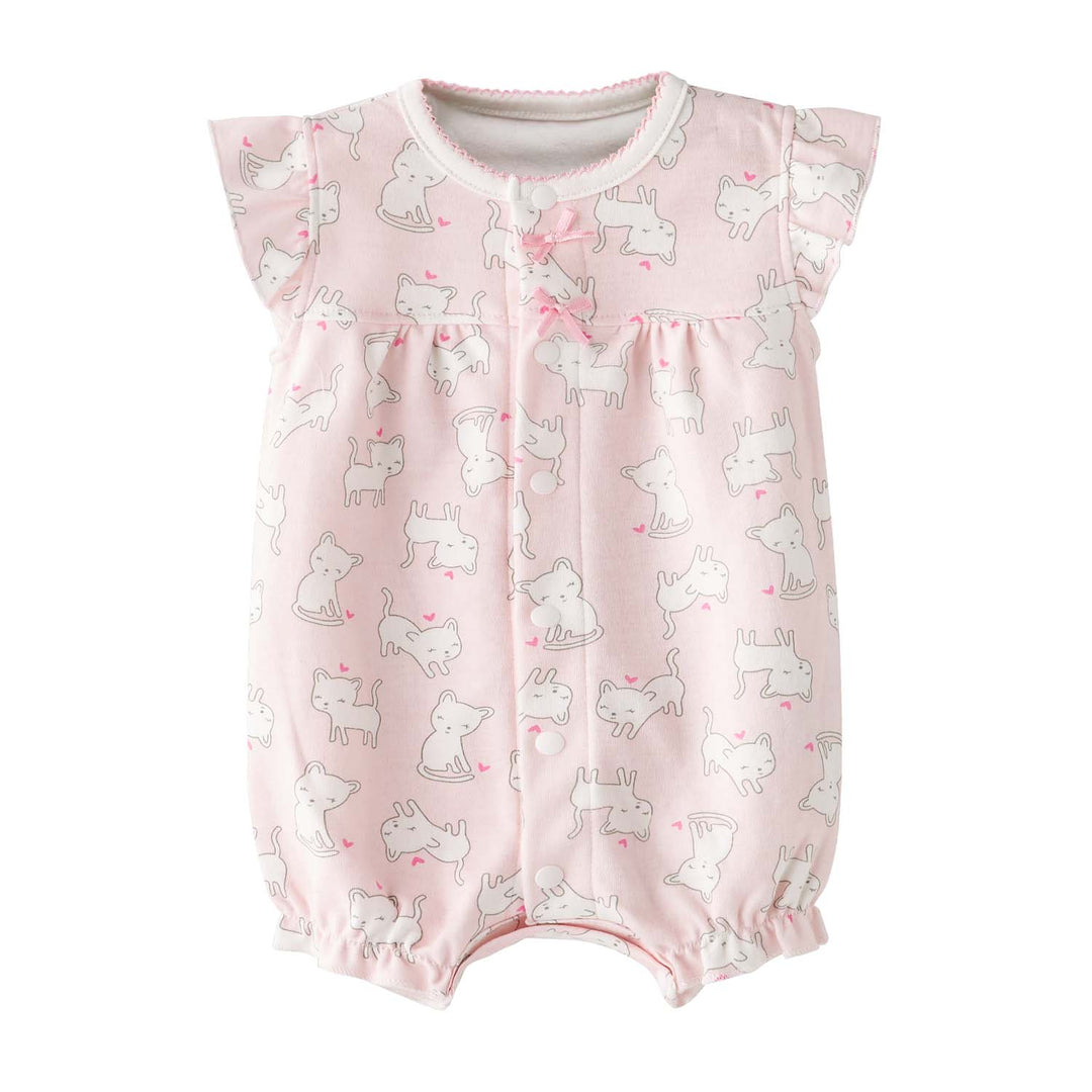 Baby Girl Pink w White Cats Romper - Little Kooma