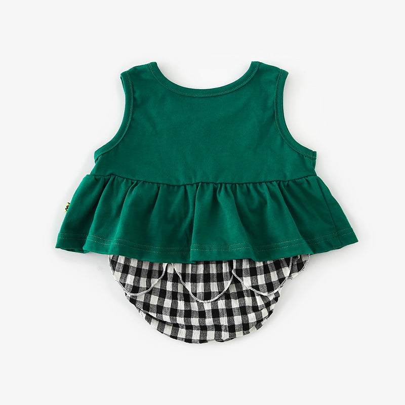 Baby Girl Sleeveless Top n Plaid Knickers Set - 1006 - Little Kooma