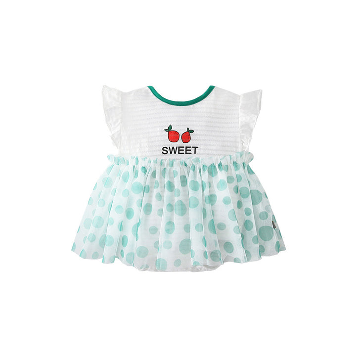 [ZBG09] Baby Girl Fruit Bodysuit Dress Voile Dotted Skirt - Little Kooma