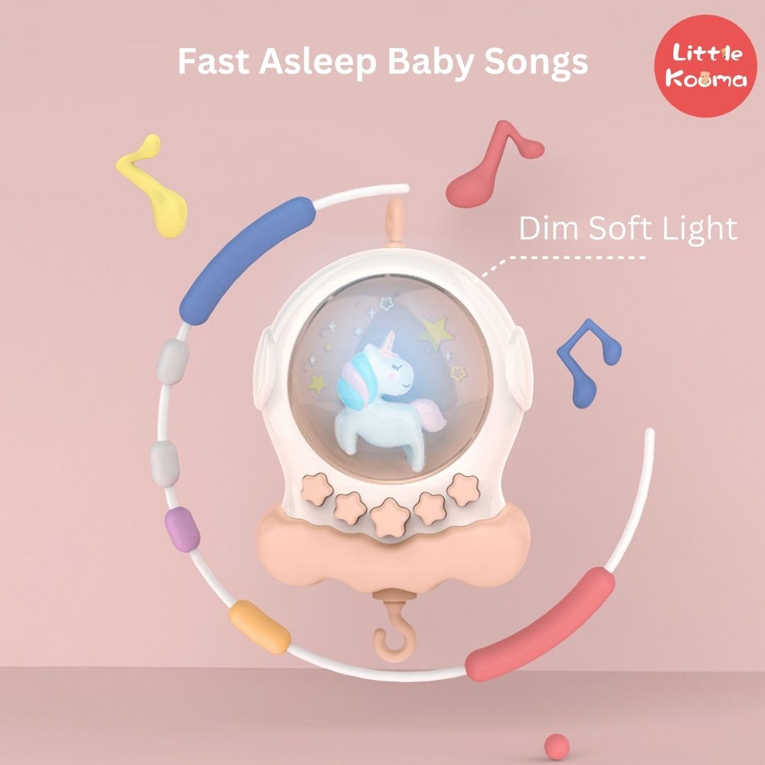 Baby Musical Crib Mobile with Night Lights and Rotation, Rattles, Comfort Toys for Newborn Infant Boys Girls Toddles - Little Kooma