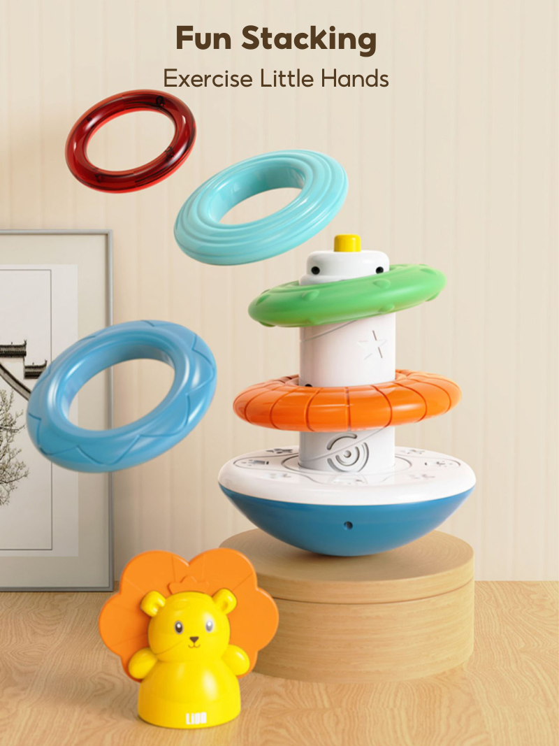 3 In 1 Tumbler Stacking Hand Rattles Baby Toy With Music - Little Kooma