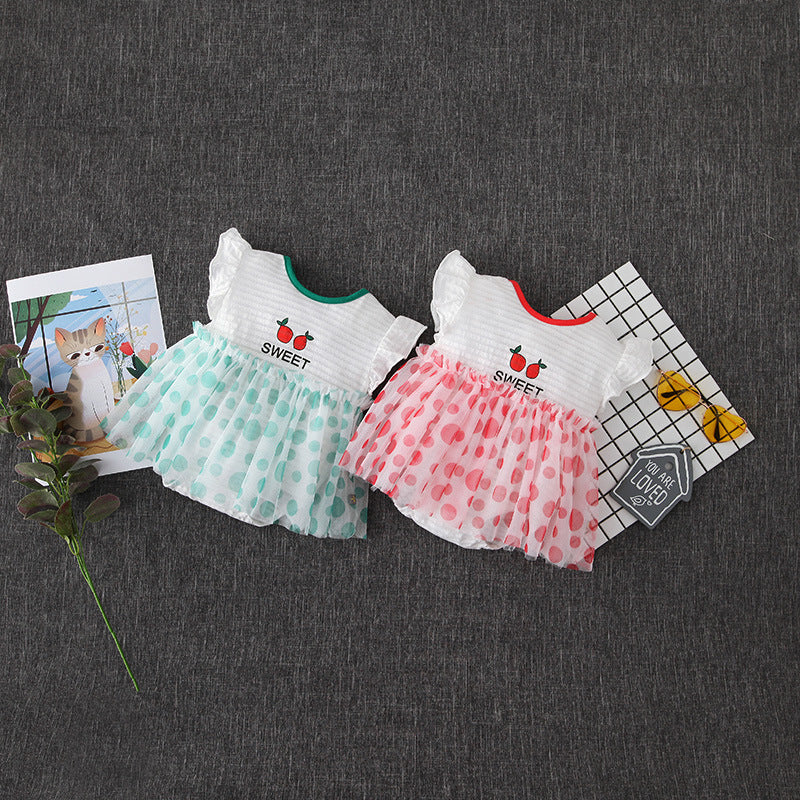 [ZBG09] Baby Girl Fruit Bodysuit Dress Voile Dotted Skirt - Little Kooma