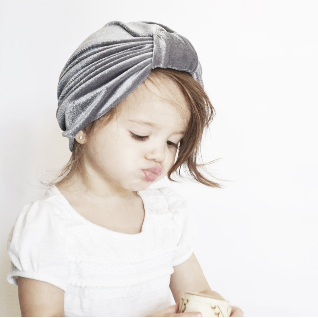 Baby Girl's Velour Turban Hat w Knot - 0816 - Little Kooma