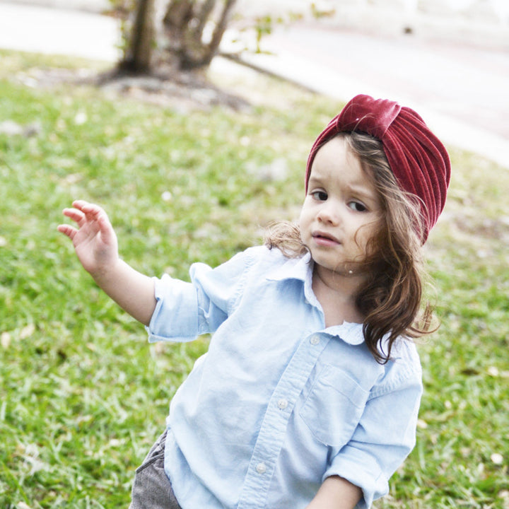 Baby Girl's Velour Turban Hat w Knot - 0816 - Little Kooma