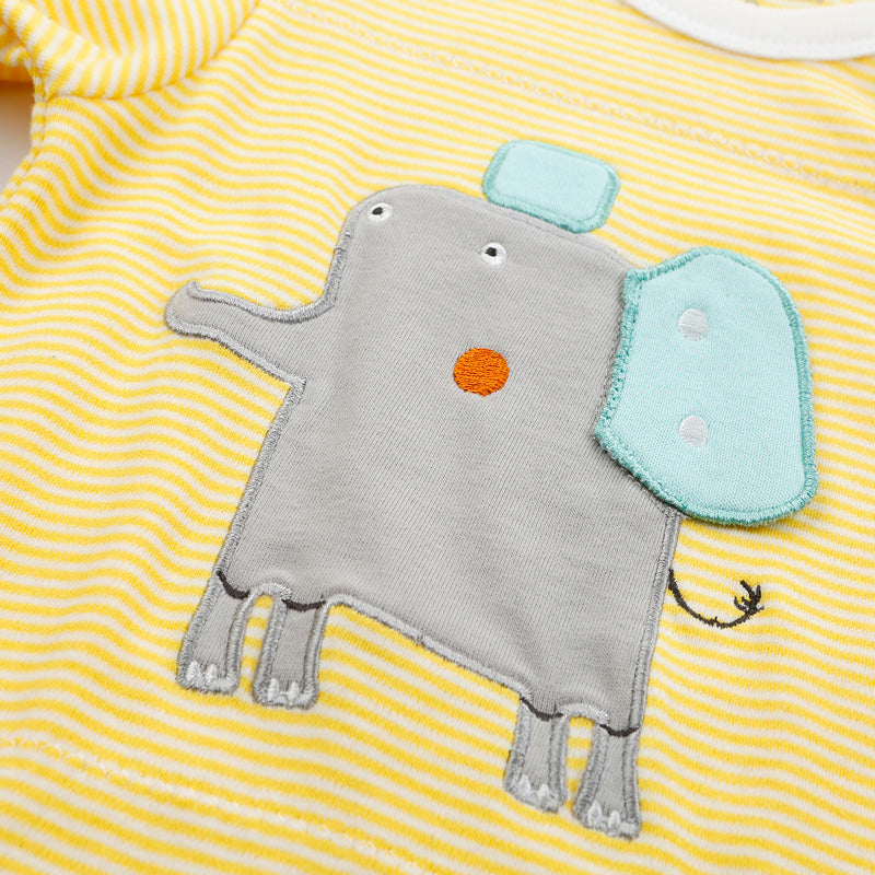 Baby Yellow Stripes Elephant Jumpsuit All In One - Little Kooma