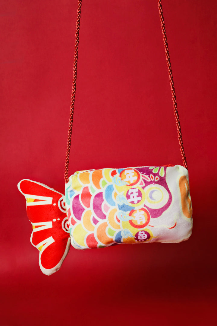 Baby Kids CNY Chinese New Year Ang Bao Red Velvet Envelope Sling Bag Little Fish Nian Nian You Yu - Little Kooma