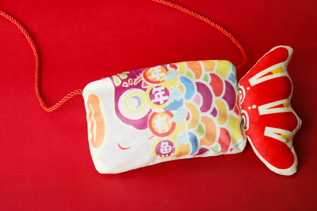 Baby Kids CNY Chinese New Year Ang Bao Red Velvet Envelope Sling Bag Little Fish Nian Nian You Yu - Little Kooma