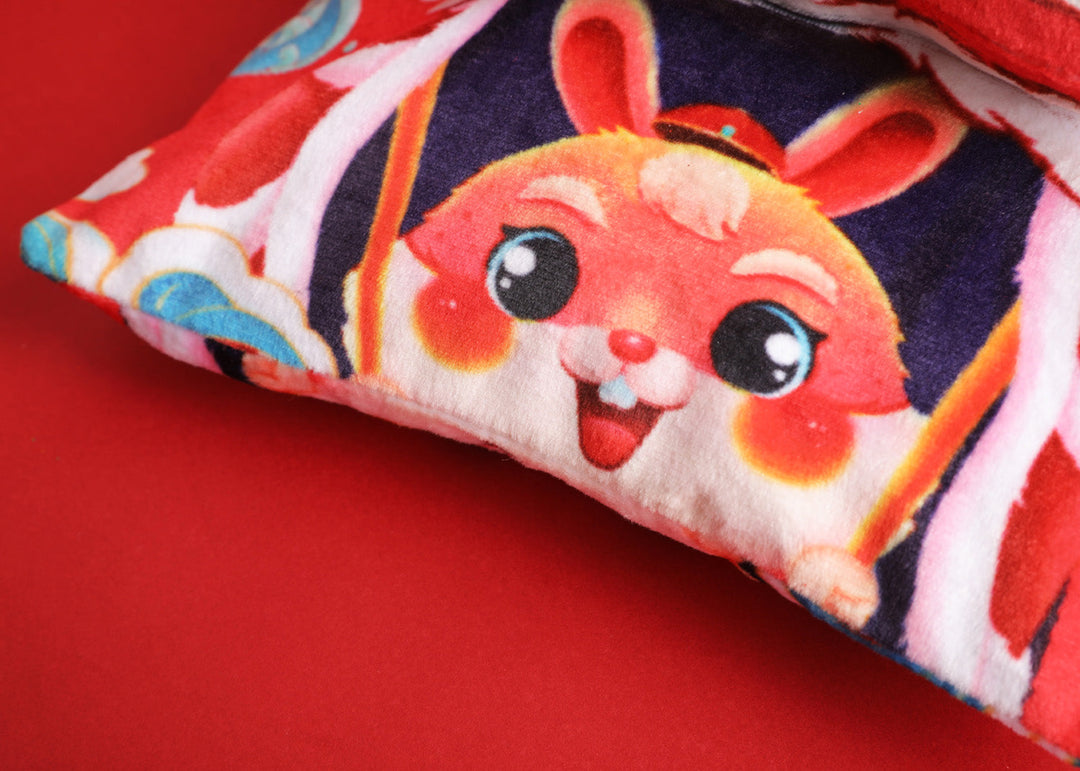 Baby Kids CNY Chinese New Year Rabbit Year Ang Bao Red Velvet Envelope Sling Bag Dancing Lion - Little Kooma