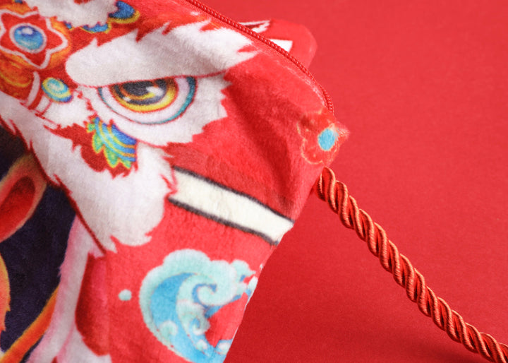 Baby Kids CNY Chinese New Year Rabbit Year Ang Bao Red Velvet Envelope Sling Bag Dancing Lion - Little Kooma