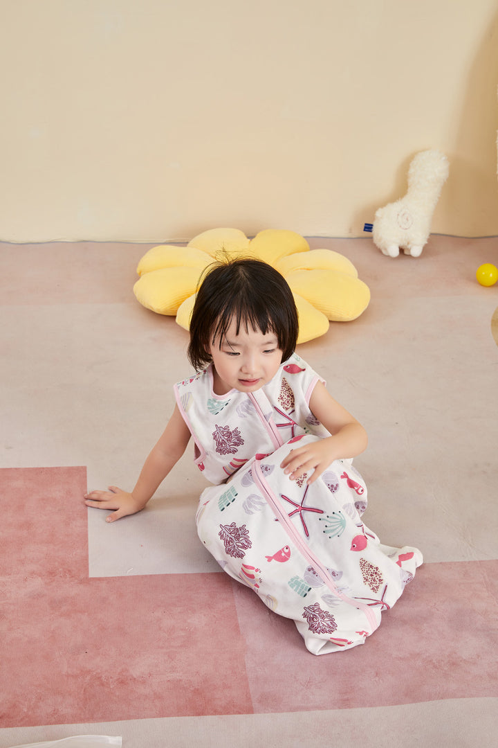 Baby Wearable Muslin Blanket Sleeveless Sleeping Bag 3-Way Zipper Pink - Little Kooma