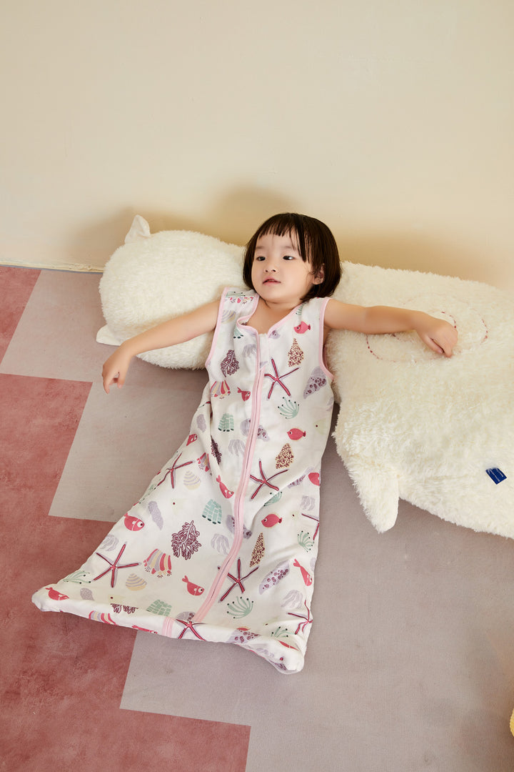 Baby Wearable Muslin Blanket Sleeveless Sleeping Bag 3-Way Zipper Pink - Little Kooma