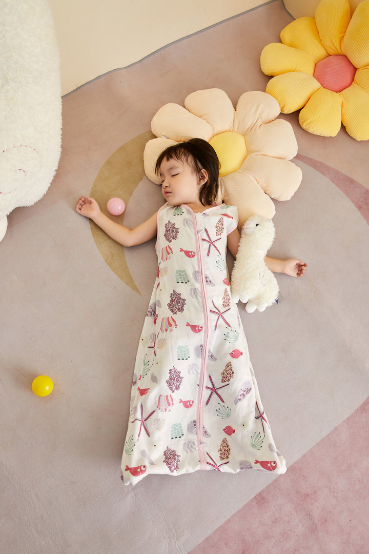 Baby Wearable Muslin Blanket Sleeveless Sleeping Bag 3-Way Zipper Pink - Little Kooma