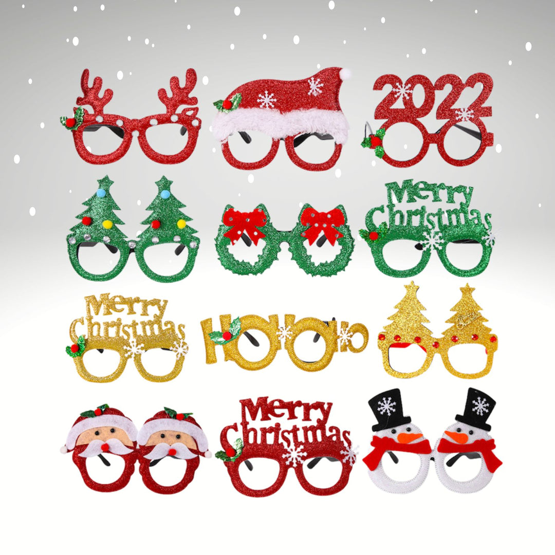 Christmas Holiday Glasses Glitter Glasses Frames Christmas Parties Accessories Photo Booth (One Size Fits All) - Little Kooma