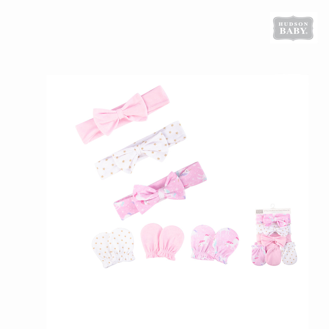 Hudson Baby Girl's Headband n Mittens 6 Piece Pack 58535 - Little Kooma