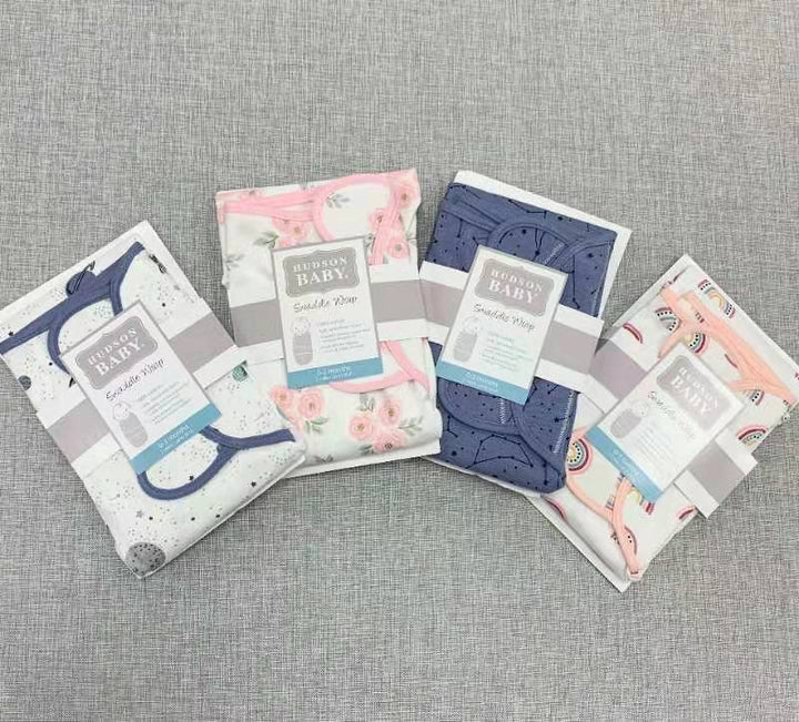 Hudson Baby Cotton Swaddle Wrap Magic Tape 0-3 months 1pc 01221CH Rainbows - Little Kooma