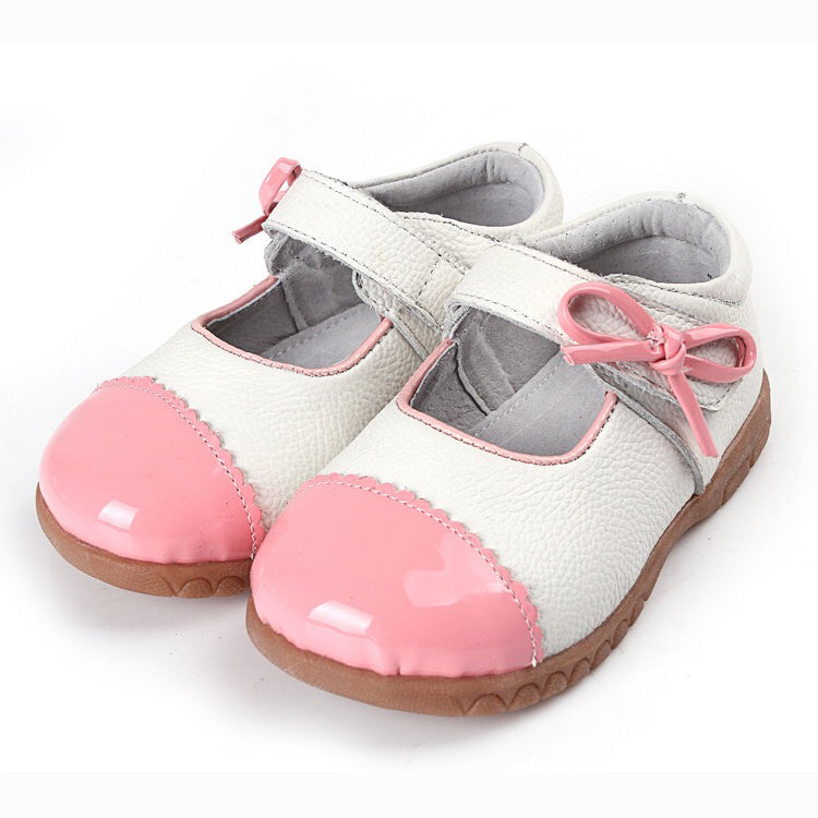 Girl’s Leather Flats Shoes w Bowtie - SQ1115 - Little Kooma