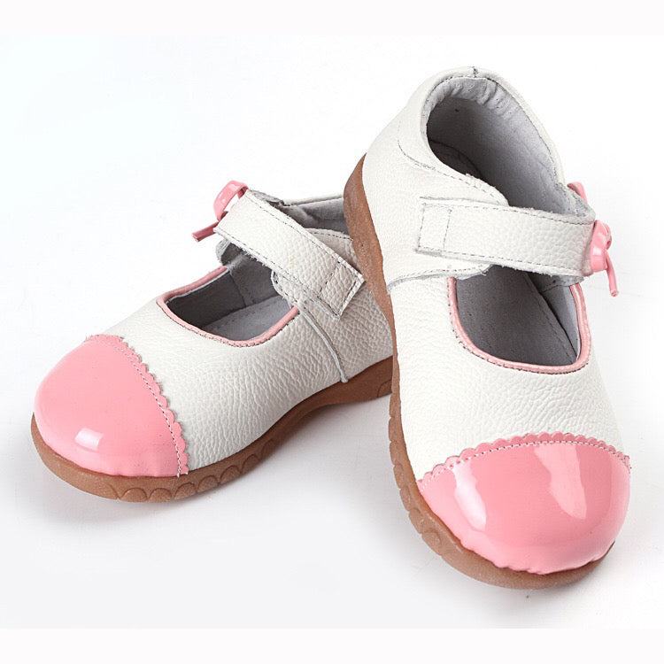 Girl’s Leather Flats Shoes w Bowtie - SQ1115 - Little Kooma