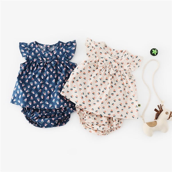 Baby Girl Ruffled Top w Bowtie n Knickers Set - 1006 - Little Kooma