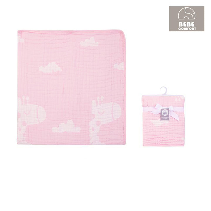 Baby Muslin Blanket 6 Layers Giraffe Clouds - Little Kooma