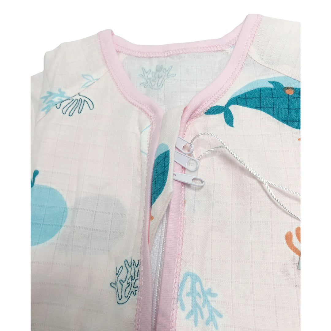 Baby Wearable Muslin Blanket Long Sleeve Sleeping Bag 3-Way Zipper Pink - Little Kooma