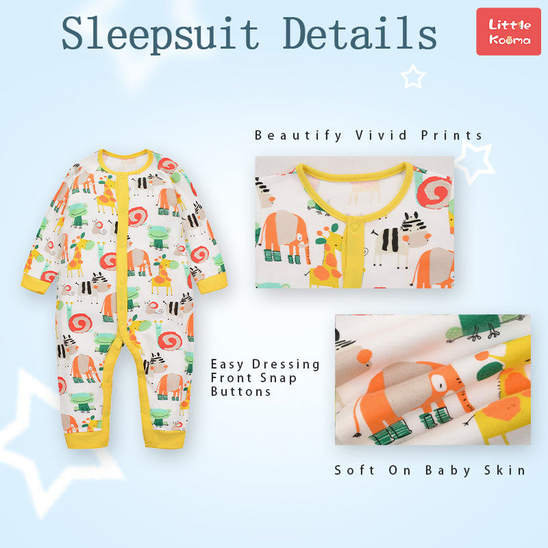 Baby Sleepsuit Snail Frog Elephant Giraffe Jumpsuit All In One - Little Kooma