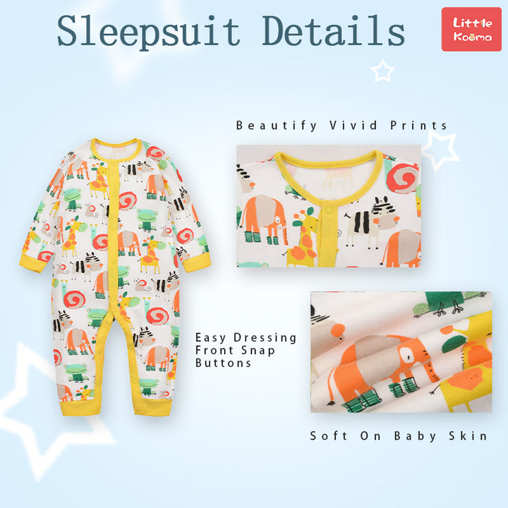 Baby Sleepsuit Snail Frog Elephant Giraffe Jumpsuit All In One - Little Kooma