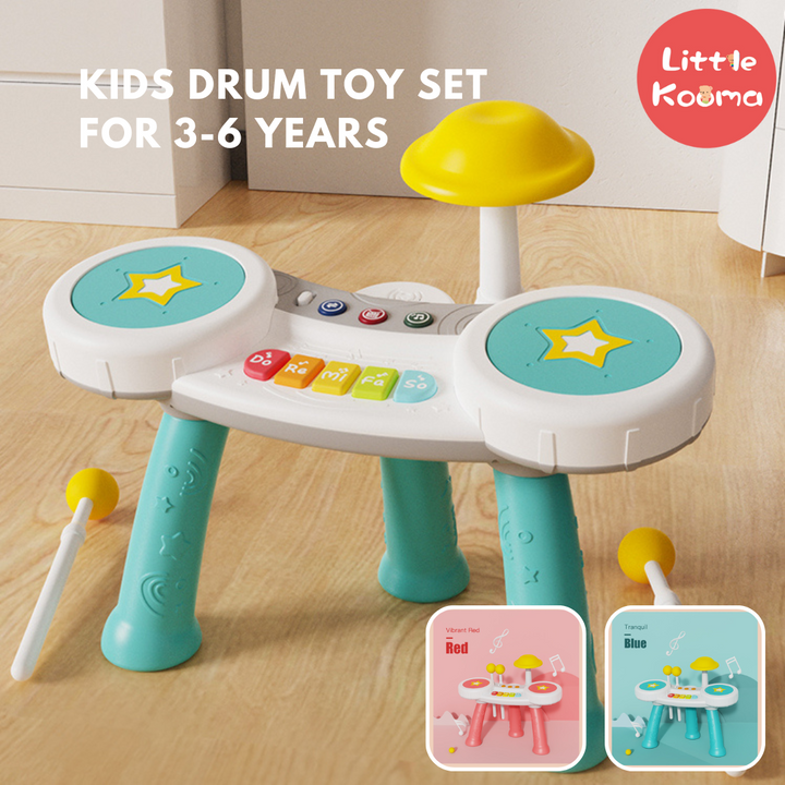 Kids Drum Set 3-6 Years Child Drum Plus Piano Toy Set For Early Learning Toy - Little Kooma