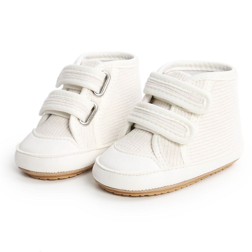 Baby Boy Girl Corduroy Shoes Magic Tape Anti-slip High Sneakers - Little Kooma