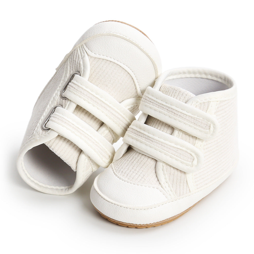 Baby Boy Girl Corduroy Shoes Magic Tape Anti-slip High Sneakers - Little Kooma