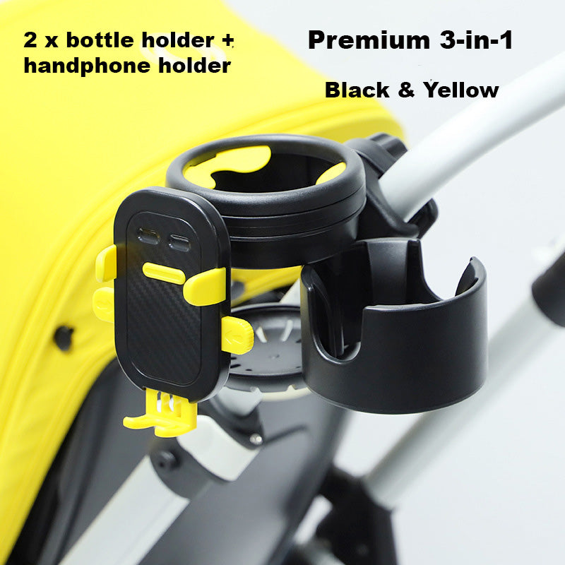 Universal Stroller Cup Holder w Handphone Holder 3-in-1 Stroller Accessories Bike Treadmill Wheelchair Water Bottle Holder - Little Kooma