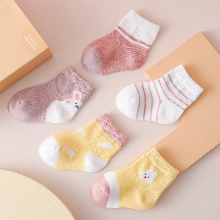 Baby Kids Girl Cartoon Ankle Socks 5 Pairs Set - Little Kooma