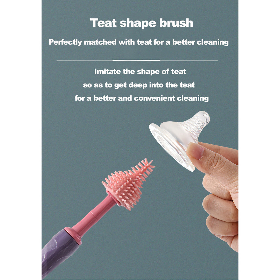 Baby Silicone Bottle Brush Teat Nipple Brush Straw Brush 3 In 1 Set - Little Kooma