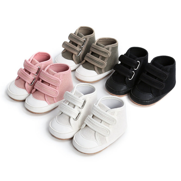 Baby Boy Girl Corduroy Shoes Magic Tape Anti-slip High Sneakers - Little Kooma