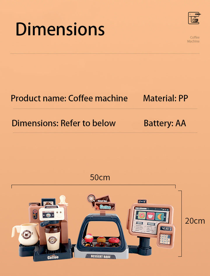 Baby Toddler Kids' 3-in-1 Toy Coffee Machine w Lights & Sound Effects 668-95 - Little Kooma