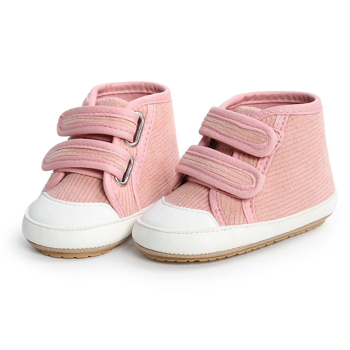 Baby Boy Girl Corduroy Shoes Magic Tape Anti-slip High Sneakers - Little Kooma