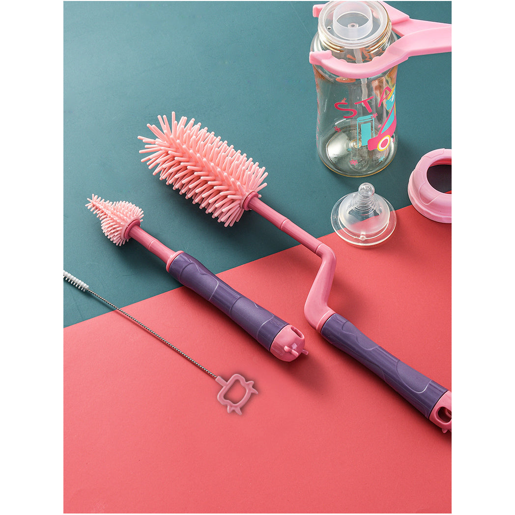 Baby Silicone Bottle Brush Teat Nipple Brush Straw Brush 3 In 1 Set - Little Kooma