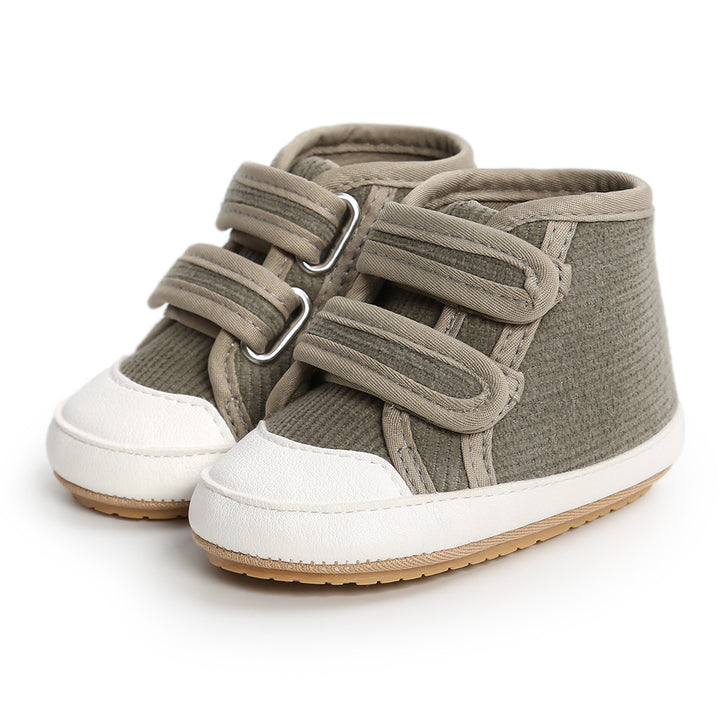 Baby Boy Girl Corduroy Shoes Magic Tape Anti-slip High Sneakers - Little Kooma