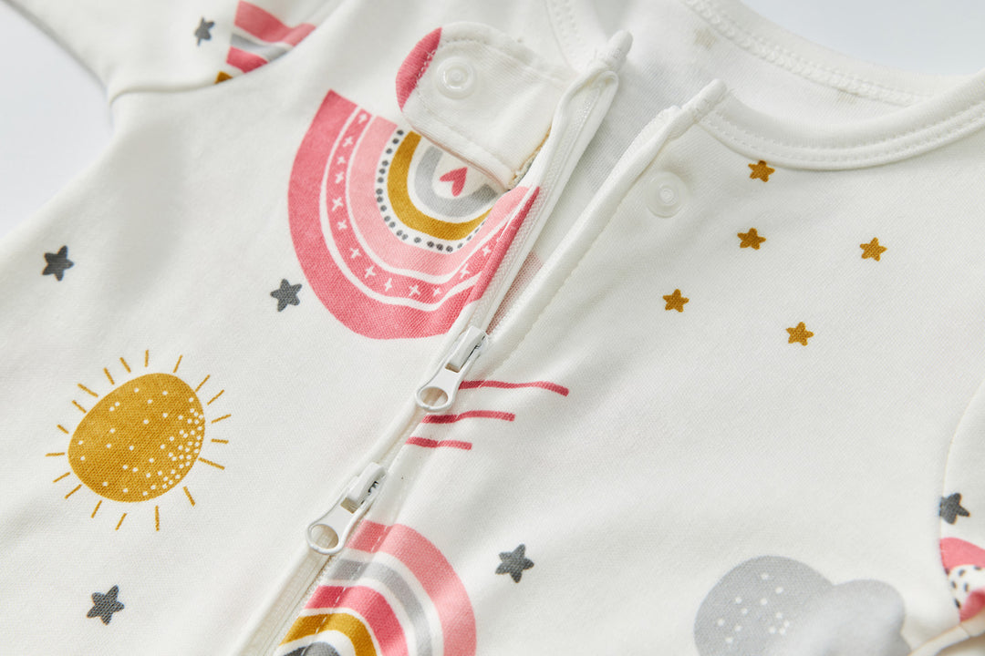 Baby Rainbow Clouds Two Way Zip Sleepsuit All In One Jumpsuit - Little Kooma