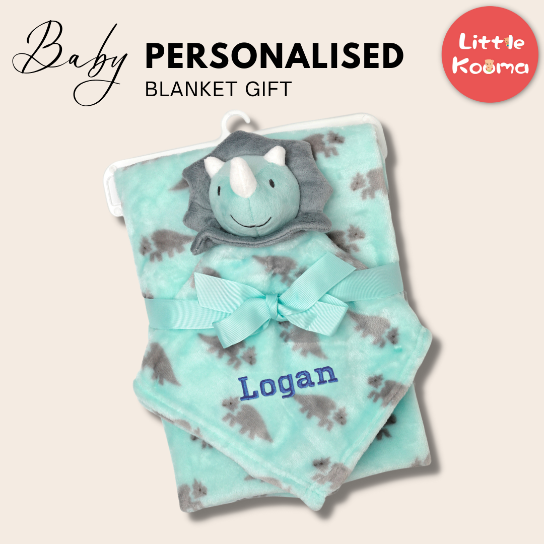 Personalised Customized Luvable Friends Plush Blanket With Triceratops 16517 - Little Kooma