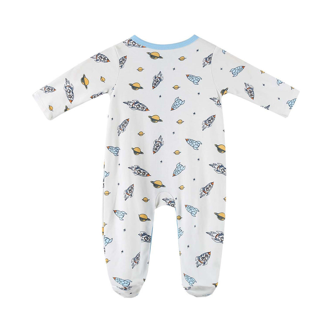 Baby Embroidered Rocket Button Sleepsuit All In One Jumpsuit - Little Kooma