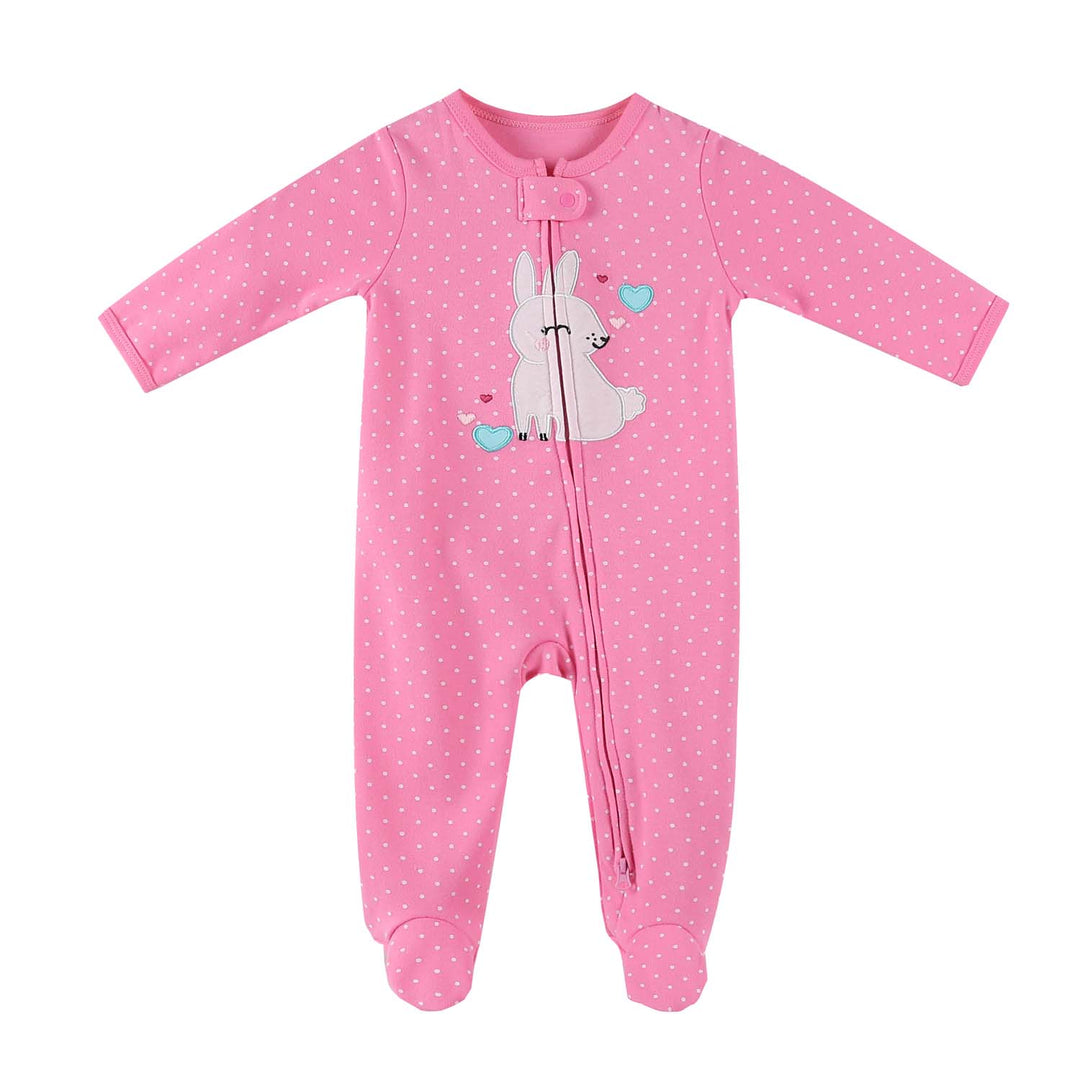 Baby Embroidered Bunny Two Way Zip Sleepsuit All In One Jumpsuit - Little Kooma