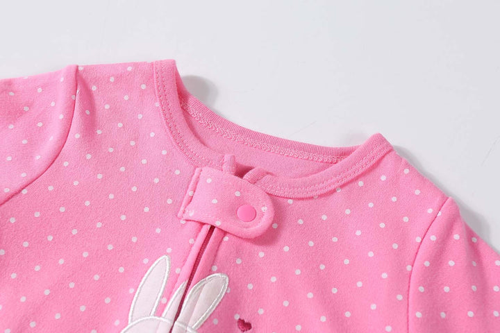 Baby Embroidered Bunny Two Way Zip Sleepsuit All In One Jumpsuit - Little Kooma