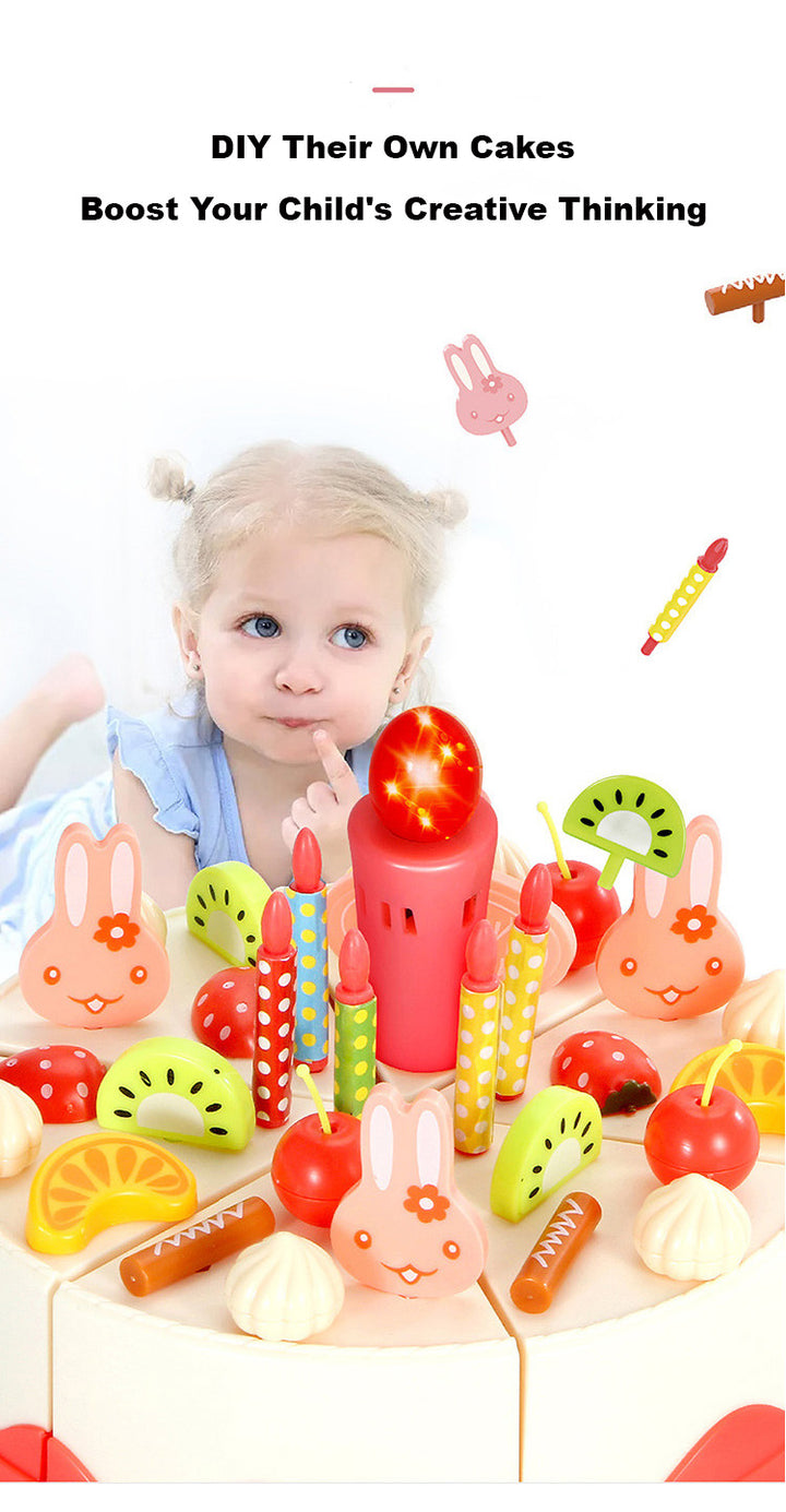 Baby Toddler Kids' Birthday Cake Afternoon Tea Pretend Play Toy Set w Lights & Sound Effects 889-150-82PCS - Little Kooma